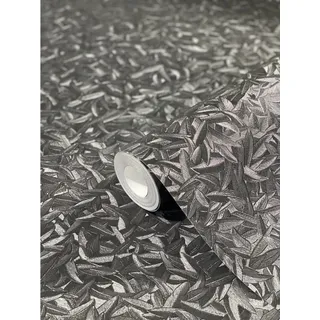 Glööckler Vliestapete Imperial Feder Uni Schwarz