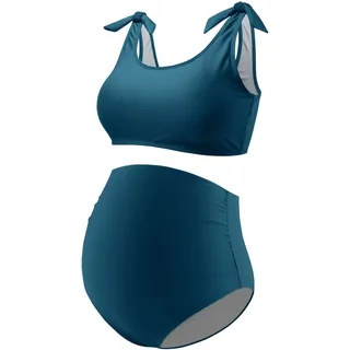 GINKANA Umstands-Bikini-Set, zweiteilig, Schwangerschafts-Badeanzug, Binde-Schultergurte, hohe Taille, Bademode, Schwangerschafts-Badeanzüge