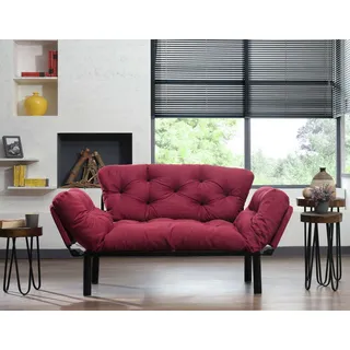 Dmora Schlafsofa 2-Sitzer Zeeusis 155x70 cm Rot, Stauraum