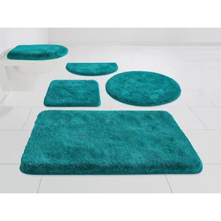 Badematte GRUND "Melos, Badvorleger, Badezimmer Teppich, sehr weich" Gr. 1, blau (petrol), H:27mm, Kunstfaser, Badematten, Badematte, melierte Optik, sehr weicher Flor, Melange-Effekt, Made in Europe