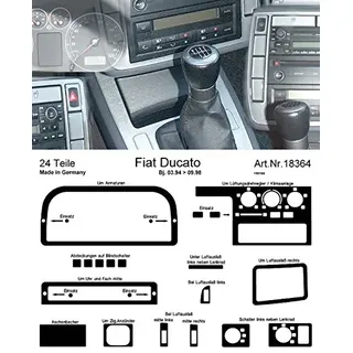 PreWooder Armaturenbrett-Veredelung Aluminium für Fiat Ducato Baujahr 03/1994 – 09/1998