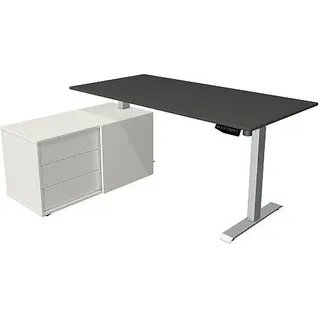 Kerkmann Schreibtisch Sitz- /Stehtisch Move 1 silber mit Sideboard anthrazit - Grau, Silber