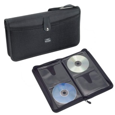 Alevar CD-Tasche für 48 Personen, tragbarer Organizer aus Nylon, mit Reißverschluss und Außentasche für CDs, DVDs und Blu-ray, Format 30 x 15,5 x 8 cm, Farbe: Schwarz, 1 Stück
