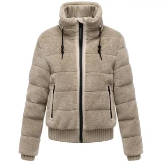 Navahoo Plüschjacke "Plüschjacke Schneepuder 14" ohne Kapuze warme Damen Teddyjacke für den Winter, light taupe