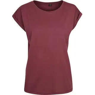 Build Your Brand Damen T-Shirt Ladies Extended Shoulder Tee, lang geschnittenes T-Shirt für Frauen, Baumwolle, Cherry, M