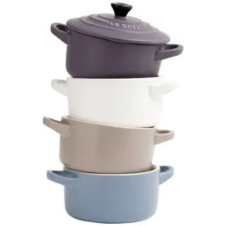 Le Creuset Steinzeug 4er Set Mini-Cocottes,0,2L Cotton/Sisal/Marseille/Ametist