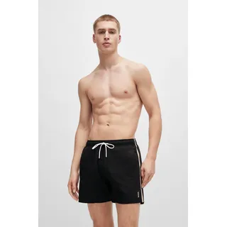 Boss Herren, Badeshorts Iconic, Swim Shorts, Badehose, Signature-Streifen, Logo schwarz XL