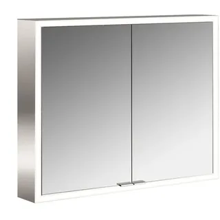 Emco Lichtspiegelschrank Prime mit rundum LED-Beleuchtung (80 cm breit), hochwertiger Badezimmerspiegelschrank als Aufputz-Modell, Badezimmerschrank mit 2 Türen und Lichtpaket