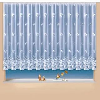 Gardine WECKBRODT "Verona" Gr. 1, weiß, B:300cm H:100cm, Jacquard, Polyester, Gardinen, Gardine, Jacquard, strukturiert, Allover,floral,halbtransparent,Bordüre,, Store, Topseller