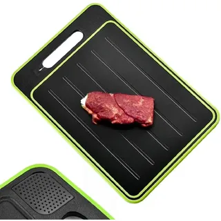 NK 4 in 1 Tisch zum Auftauen und Schneiden von Lebensmitteln - Auftauen, Schneiden, Gewürzreibe und Messerschärfer, Antihaft- und rutschfest, 36,5 x 25 x 1cm (Spülmaschinenfest)