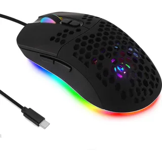 INF RGB-Gaming-Maus mit Typ-C-Anschluss Schwarz - Schwarz