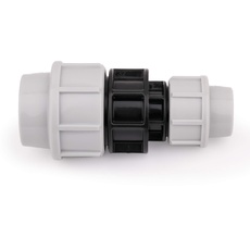 HYDROBIL MDPE Fitting für Wasserrohre, Reduzier Muffe 32mm x 20mm, für MDPE Kunststoffrohre, 10 Bar, Max. Temp. 45°C, Klemmringverschraubungen