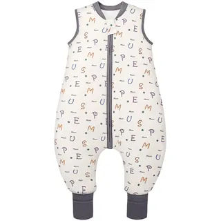 MIKAFEN Baby Schlafsack Winter mit Füßen 2.5 Tog 100% Baumwolle Kinder winterschlafsack für Jungen und Mädchen 70cm/Höhe75-85cm,Alphabet