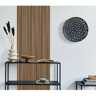 Queence Fototapete »Paneele in Holzoptik« 3D-Optik Holz bedruckt clean gestreift seidenmatt glatt Wandpaneele, selbstklebend, Tapete, Sticker, Wanddeko, Holzoptik, braun
