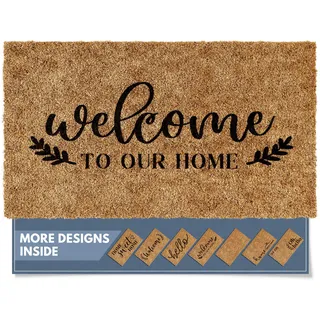 Barnyard Designs Fußmatte Welcome to Our Home, für drinnen und draußen, Rutschfester Teppich, Haustür, Willkommensmatte für den Eingangsbereich, Hauseingang, Bauernhaus-Dekor, 76 x 43 cm