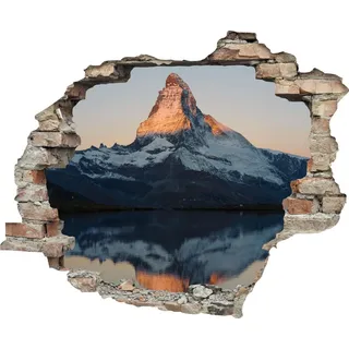 Queence "Matterhorn", Wandsticker, Wandbild, selbstklebend, 3D, Wanddurchbruch,