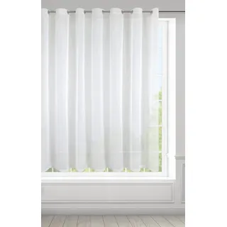 Eurofirany Lucy Voile Gardine Vorhang mit Ösen - 1 STK. Transparent Gardine Leinenoptik Durchsichtig Einfarbige für Schlafzimmer Wohnzimmer Kinderzimmer, 400x150cm, Weiß