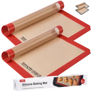 Silikon Backmatte, Sopito 2 stück Backunterlagen 41.9x29.5cm Antihaft Wiederverwendbar Teigmatte Backunterlage für Kekse Backen Zubehör, Teig Ausrollen und Tischset