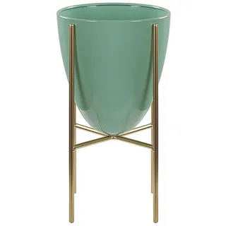 Beliani Pflanzenständer Metall mintgrün/gold 31 cm Lefki , 31 cm , Dekoration, Blumen & Blumentöpfe, Übertöpfe