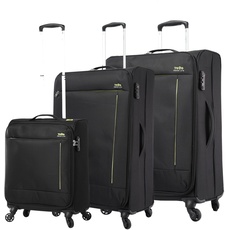 TOTTO - Weiches Koffer-Set - Travel Lite - Schwarz - DREI Koffergrößen - 360 Rollen - TSA-Sicherheit - Polyesterfutter, Schwarz, TRAVEL