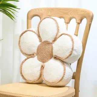 Sioloc Blumenkissen, Blumenkissen, Blumen-Bodenkissen, niedliches Sitzkissen, ästhetisches Bodenkissen, dekoratives Dekokissen für Bett, Couch (Weiß, 40 cm)