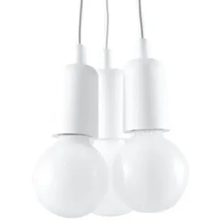 SOLLUX Pendelleuchte DIEGO Einzigartiges Design sinSchirm Minimalistische Beleuchtung LEDDreifachbirne Weiß - Weiß