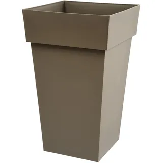 EDA - Blumentopf, quadratisch, hoch, Toskana, Volumen 62 l, 39 x 39 x 65 cm, Taupe