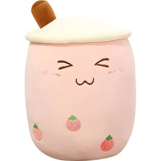 Bubble Tea Plüschtier Boba Plüschtier Plüschpuppen Bubble Tea Hug Pillow, Cartoon Plüschpuppe Rosa 24 cm