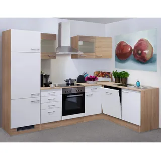 Flex-Well Winkelküche L-Form 280 x 170 cm Eiche-weiß