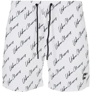 URBAN CLASSICS Pattern Badeshorts White Script 3XL