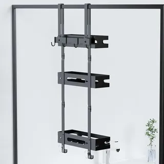 YEAUPE PRO Eisen Duschablage Ohne Bohren – 3er Set zum Hängen mit Saugnäpfen & Haken, Ovalen Löchern – Robuster Dusch Organizer 78 cm, für Bad & Dusche