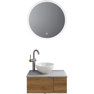 Saphir »Serie 6915«, (4 St.), Gäste-Bad, 70 cm breit, mit LED-Spiegel, offenem Fach und 2 Türen