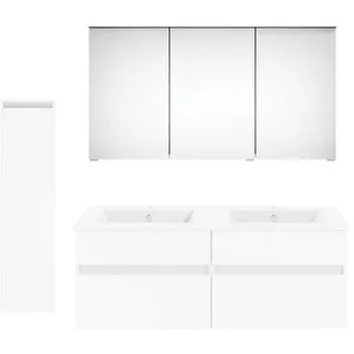 Puris Badezimmer , Weiß Hochglanz , Holzwerkstoff , 2 Schubladen , 150 cm , Goldenes M, Made in Germany , hängend , Badezimmer, Badmöbelsets & Badmöbelserien, Badmöbel-Sets