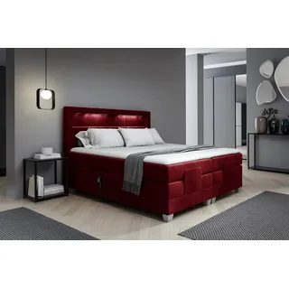 Boxspringbett Elektrisch Bett DAVIDE 200x200cm in Stoff Fresh Rot - Rot