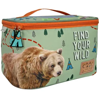 PERLETTI Thermo Lunchbox Kinder mit Waldtiere - Isolierter Brotbeutel für Kleine Mädchen Jungen aus Recyceltem Kunststoff - Grundschule Kindergarten Reise Lunchbag mit Tasche - 5L Eco (Bär)