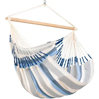 La Siesta Hängesessel , Weiß, Hellblau, Dunkelblau , Holz, Textil , Bambus , 140x170x210 cm , wetterbeständig, UV-beständig, regenabweisend , Gartenmöbel, Gartenschaukeln, Hängesessel