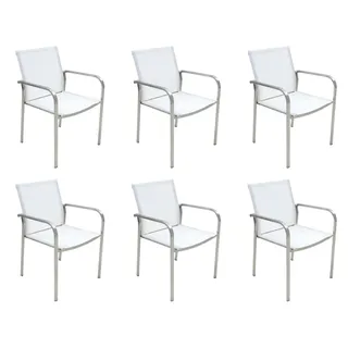 Gardissimo BOZEN Edelstahl Stapelsessel Textilenbezug Sessel weiß