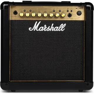 Marshall MG15GFX Gitarren-Combo-Verstärker mit integriertem FX, Übungsverstärker, geeignet für E-Gitarre – Schwarz und Gold