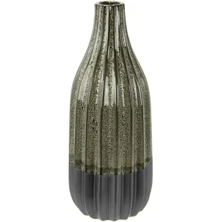 Blumenvase aus Keramik geriffelt bauchig Flaschenform grau braun matt glänzend Keramikvase Vase Dekoration Dekovase für Blumen Pampasgras Trockenblumen Zweige Kunstblumen Tischdeko