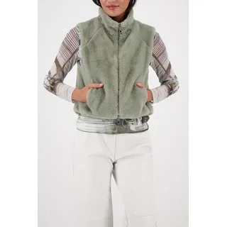 Monari Fellimitatweste "Weste fake fur" Regular fit, mit Rundhalsausschnitt, sage