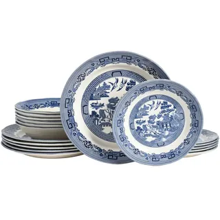 Creatable Tafelservice , Blau, Weiß , Keramik , 18-teilig , stapelbar , Geschirr, Geschirrsets, Tafelservice