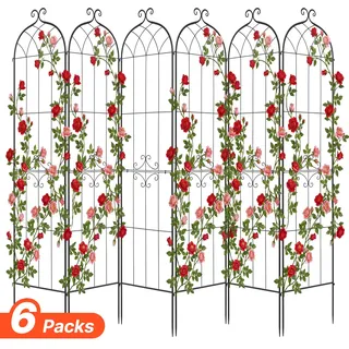 VEVOR Rankgitter, 220x52,5 cm 6er-Pack, Metall Rankhilfe mit Pulverbeschichteter Oberfläche & Verriegelungsmechanismus, Kletterhilfe, Garten Spalier, Pflanzengitter für Blumen, Gemüse & Rosen