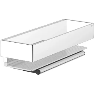 Keuco Edition 11 Duschkorb, mit Duschabzieher, Aluminium eloxiert und verchromt, Made in Germany, abnehmbar, inkl. Schrauben und Dübel, Duschablage mit Glasabzieher zum Bohren (optional zum Kleben)