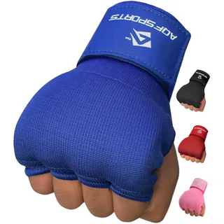 AQF Boxing Innenhandschuhe Handumschläge Faustpolsterbandagen MMA Gel Strap Mitts Kickboxing (Blau, S)
