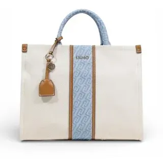 Liu Jo für Damen. AA6206 T388A Mittlere Jacquardtasche beige, blau (OSFA), Lässig, Baumwolle, Denim