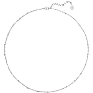BONNYBIRD® Kurze Feine Panzerkette Damen Edelstahl Silber Schlichte Layering Kette mit Kugeln Zarte Halskette Choker Dünn Dezent Silberkette ohne Anhänger Frauen Wasserfest Schmuck Hypoallergen