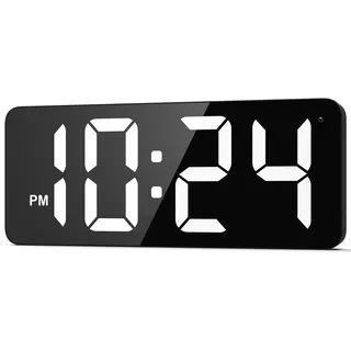 XUANZIT LED Digitale Wanduhr mit Großem Display, Antireflex Oberfläche, Automatisches Dimmen, 12/24-Stunden-Format, Kleine Lautlose Wanduhr für Wohnzimmer, Schlafzimmer, Bauernhaus, Küche, Büro