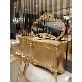 Sideboard Anrichte mit Spiegel Luxus Garnitur Kommode Holz Kommoden Klassische - Gold