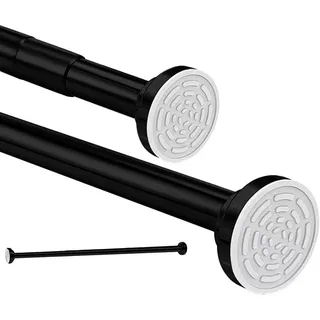 Teleskopstange Siler 50cm-130cm Duschvorhangstange ohne Bohren aus Edelstahl ausziehbare Kleiderstange durch Drehen verstellbar, sicherer Halt für Dusche und Badewanne 85 bis 140cm schwarz