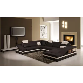 Designer Couch U Form Ecksofa Polster Couch Leder Garnituren Wohnlandschaft Neu - Braun
